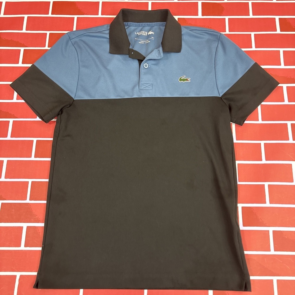 Lacoste Sport Polo Shirt Mens S Black Colorblock Performance Short Sleeve Peru